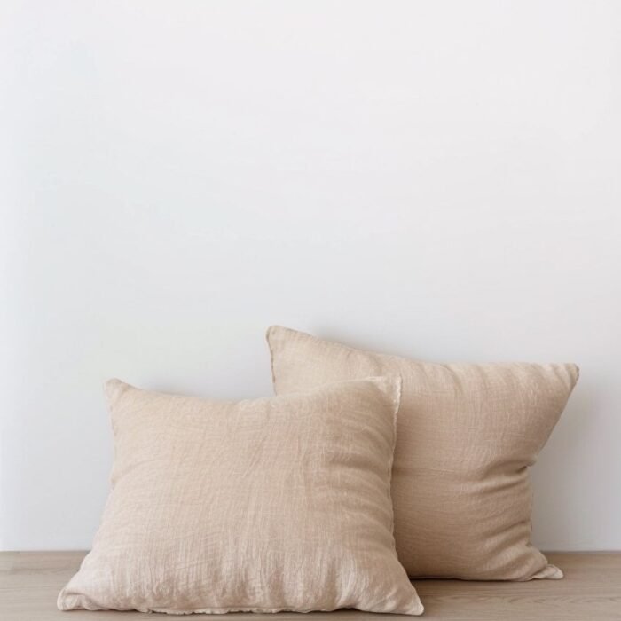 Zestaw 2 lnianych poszewek na poduszki Euro - Cynamon