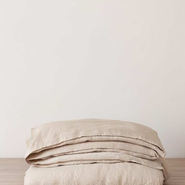 Poszewka na kołdrę z lnu lamowanego – Naturalna i leśna