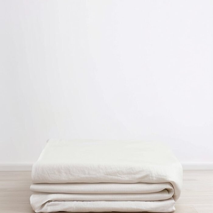 Gruba narzuta lniana – kość słoniowa