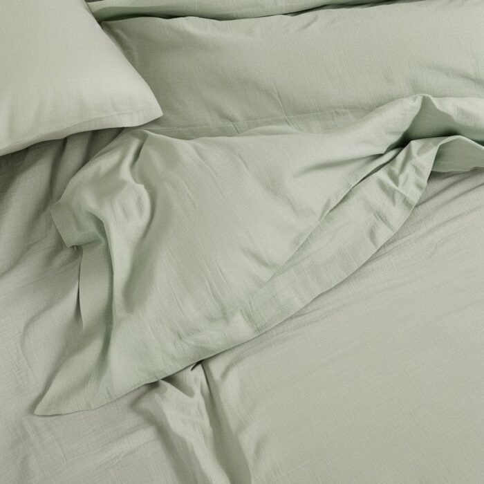 Lniane prześcieradło z obramowaniem - szałwiowe